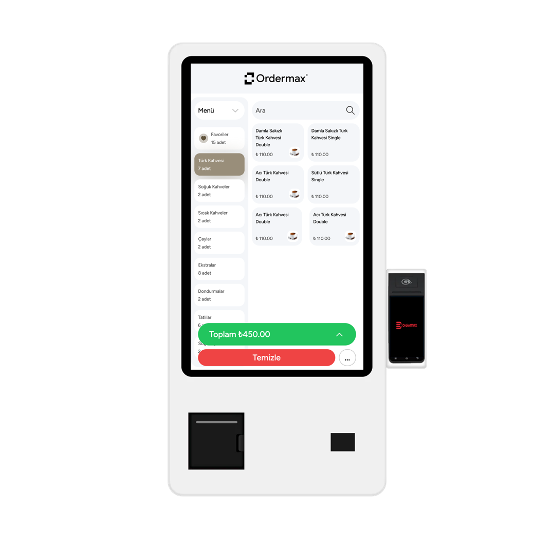 Self order kiosk için örnek ürün görünümü