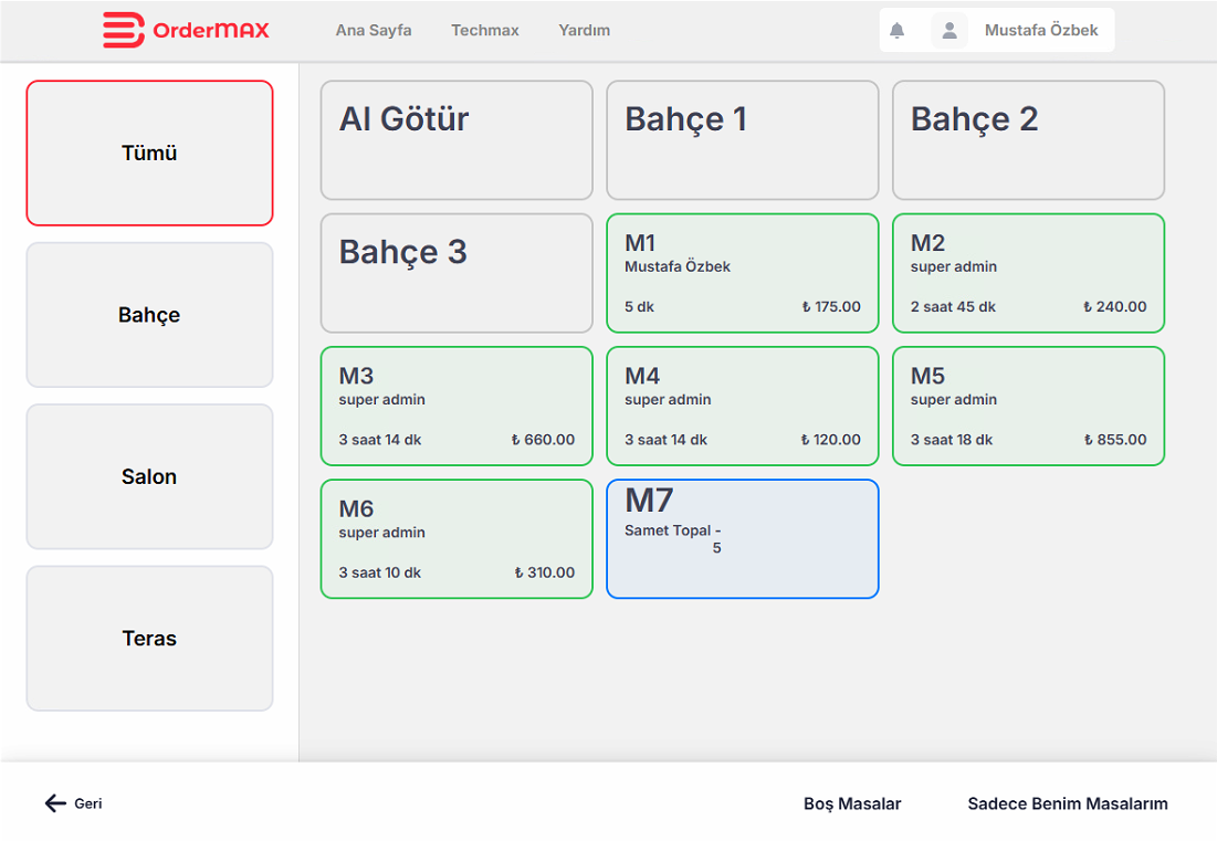 Tablet Masa Yönetimi